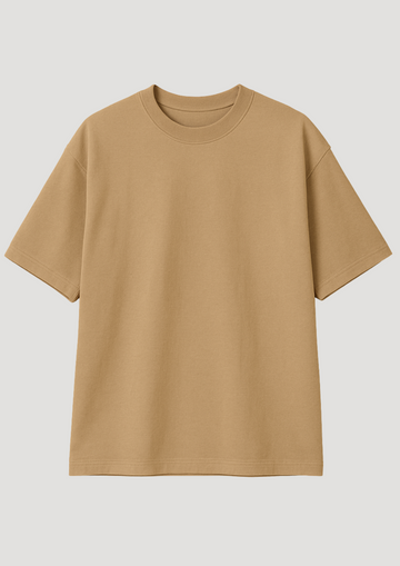 Sandstorm Beige Terry Cotton Oversized T-Shirt