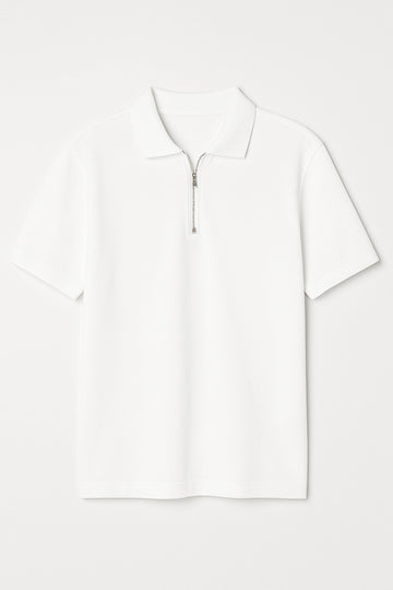 White Zipper polo