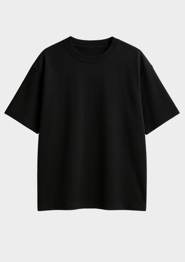 Midnight Base Terry Cotton Oversized T-Shirt (Black)